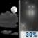 Friday Night: A chance of rain after 1am.  Increasing clouds, with a low around 37. Chance of precipitation is 30%.