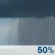 Monday: A chance of showers after 8am.  Mostly cloudy, with a high near 69. Chance of precipitation is 50%.